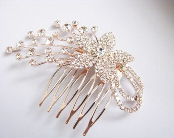 Rose Gold Hair Accessories, Hair Jewelry, bridal hair comb, wedding hair comb, crystal hair comb, rhinestone hair comb, bridal pearl comb