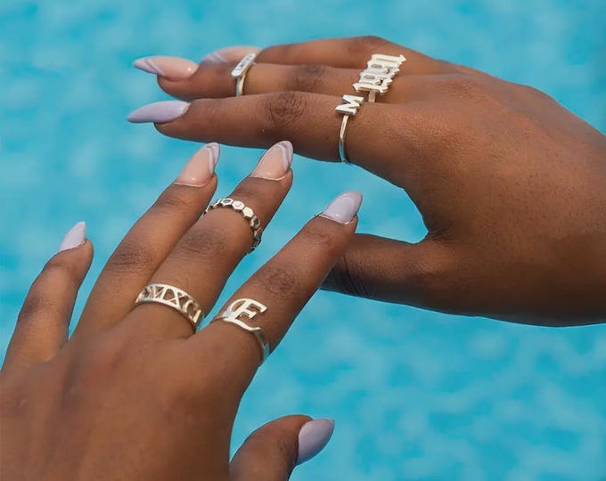 Sterling Silver Initial Ring