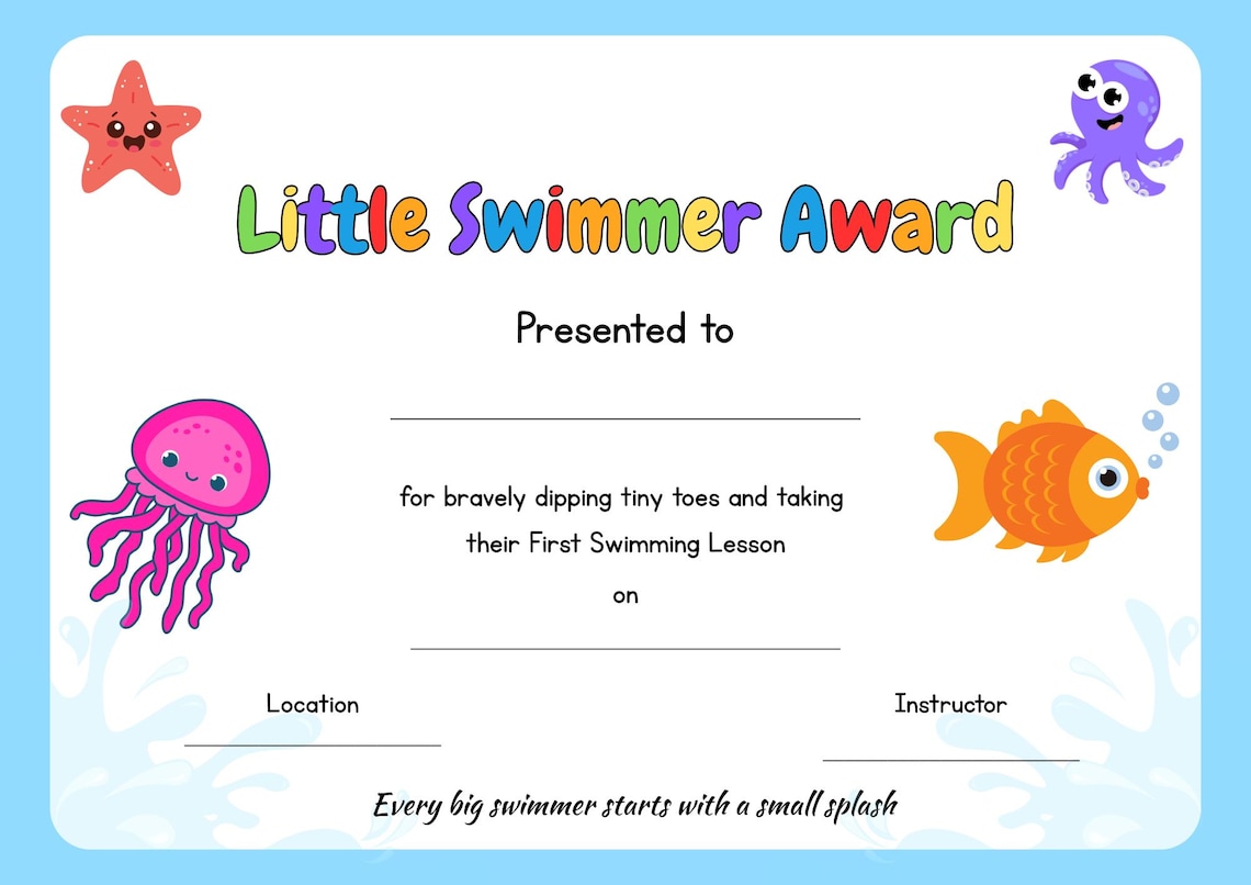 Baby First Swim Certificate Printable PDF First Swimming Lesson baby-first-swim-certificate-printable-pdf-first-swimming-lesson