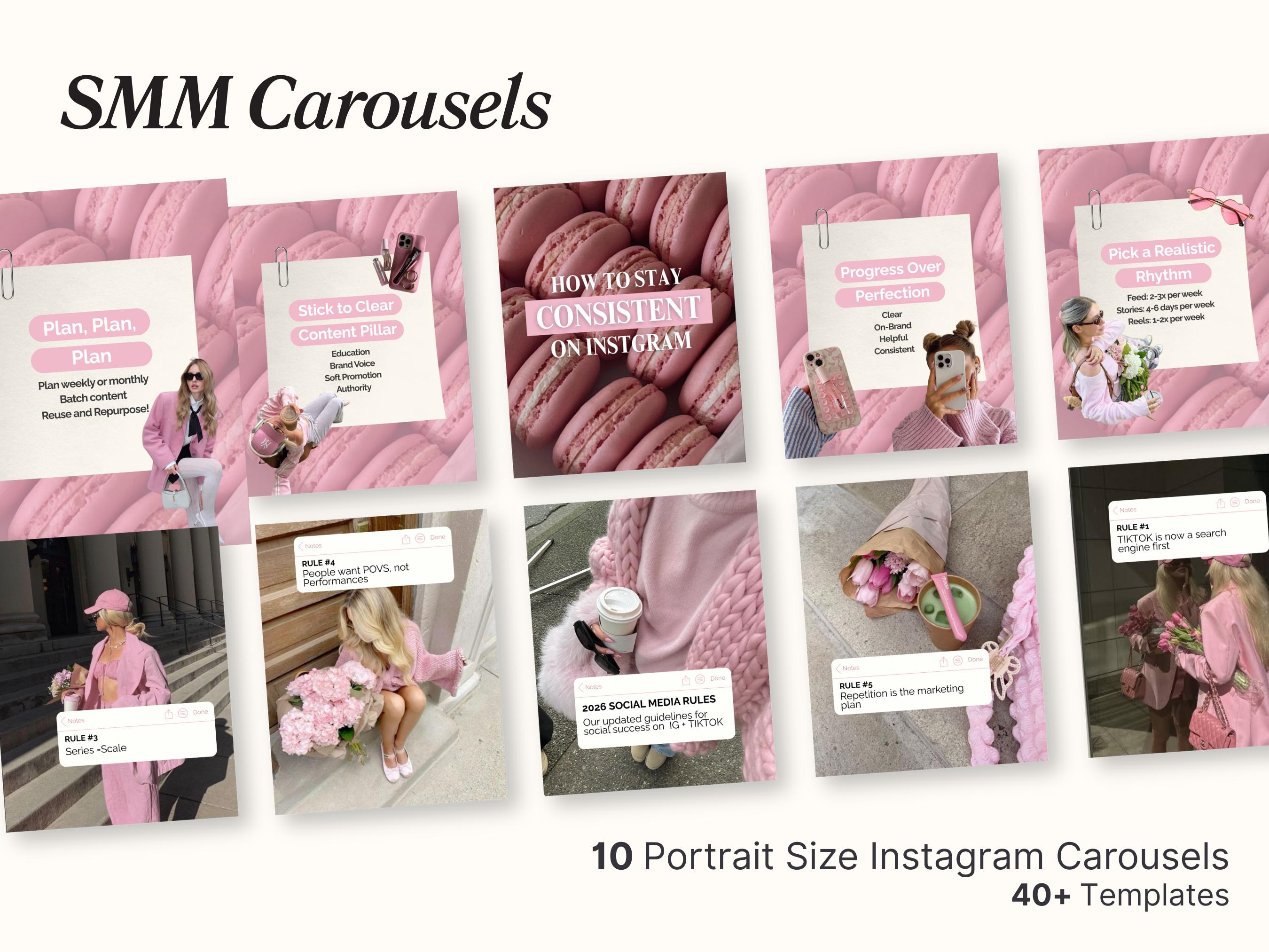 Pink Aesthetic Instagram Carousel Templates Canva Social Media Agency ...