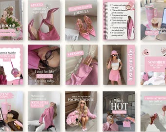 Modern Aesthetic Canva Instagram Templates, iOS Core Content Creator Pack for UGC, Influencers, Social Media Managers, Small Business Pink