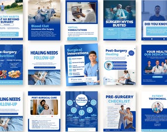 Post Surgery Instagram Templates, Post Op, Surgery Info, Health Recovery coaches, Rehab Aftercare, Wellness Medical Social Media templates