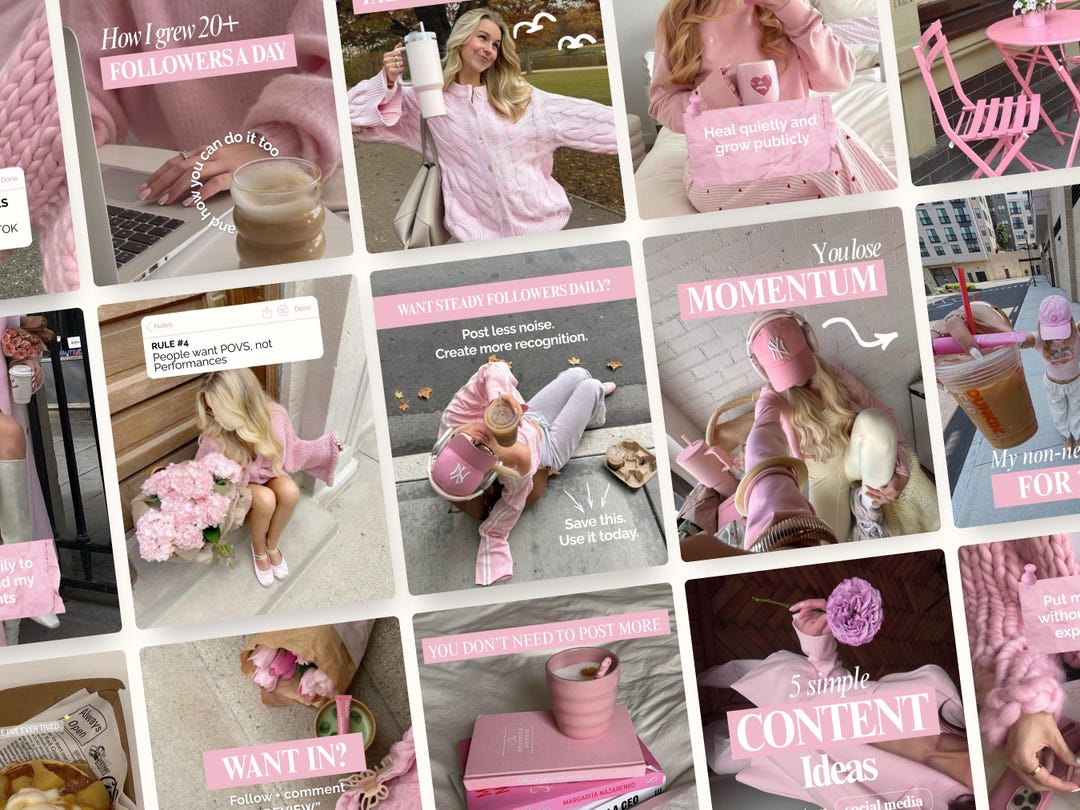 Pink Aesthetic Instagram Carousel Templates Canva Social Media Agency ...