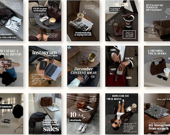 Brown Aesthetic Instagram Templates, Trendy Pinterest-Inspired Posts for Content Creators, Coaches & Social Media Managers, SMM Viral Posts
