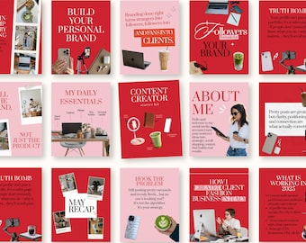 Bold Pink Aesthetic Instagram Templates for Social Media Agency, Personal Brand, Digital Marketers, IG Coaching Marketing, Podcast, Business