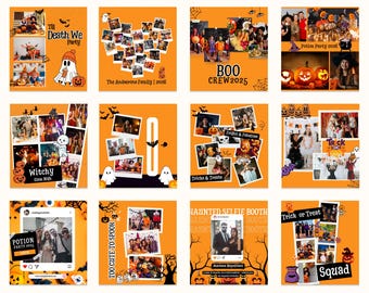 Halloween Photo Booth Social Media Kit, Canva Templates for Photographers, Minimalist Instagram Posts & Stories, Insta Photo Prop Template