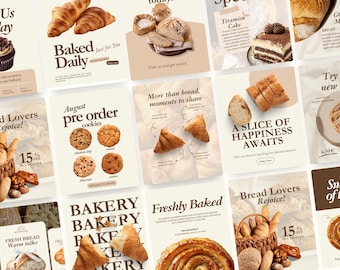 Bakery Instagram Template, Cake Bake shop Cafe Instagram social media Editable Post and Story Marketing Bundle Pastry Shop Business Branding