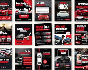 45 Car Rental Business Canva Templates, Car Rental Posts & Social, Car Hire, Leasing, Vehicle Rental IG Auto Hire Templates, Chauffeur Posts