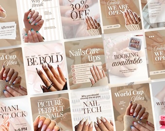 Nail Tech Instagram Template for Nail Salon Artist Technician Manicure Pedicure Busines Social Media Marketing Influencer Canva Branding Kit
