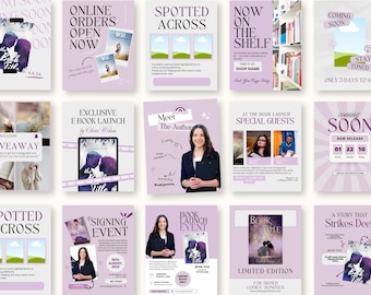 80 Romance Author Instagram Templates, Book Launch Kit, Book Blogger, Writer, Book Promotion, Bookstagram Canva, Indie Book Launch Marketing