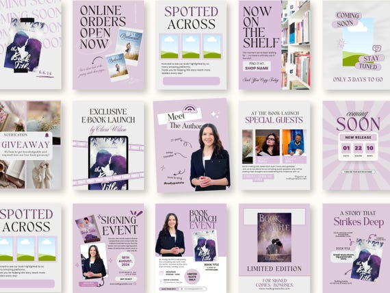 80 Romance Author Instagram Templates, Book Launch Kit, Book Blogger, Writer, Book Promotion, Bookstagram Canva, Indie Book Launch Marketing