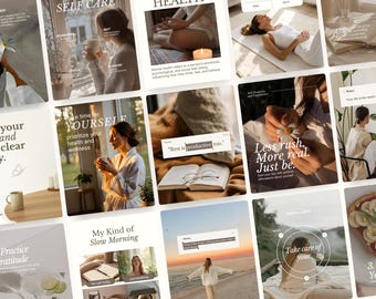 Therapist Instagram Posts, Mental Health Coach, Psychologist, Counseling Posts, Anxiety, Wellness & Mindfulness Social Media Canva Pack