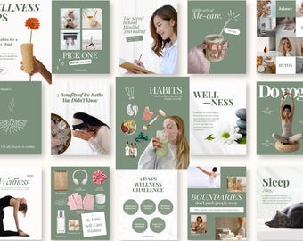 Wellness Coach Instagram Post Templates Modern Self-Care Content for That Girl Social Media Coaches, Creators, Wellness, Health, Mindfulness