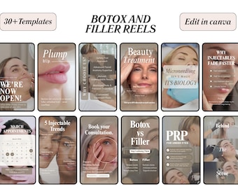 Botox and Filler Reels, Lip Filler Social Media, Nurse Injector IG posts, Skincare Canva Reels, Aesthetic Nursing , Medspa Social Media Kit