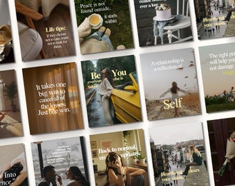 Wellness Instagram Canva Templates, 50 Life Coach, Personal Growth Content, Mindset Coaching Posts, Life Coach Aesthetic Social Media Bundle
