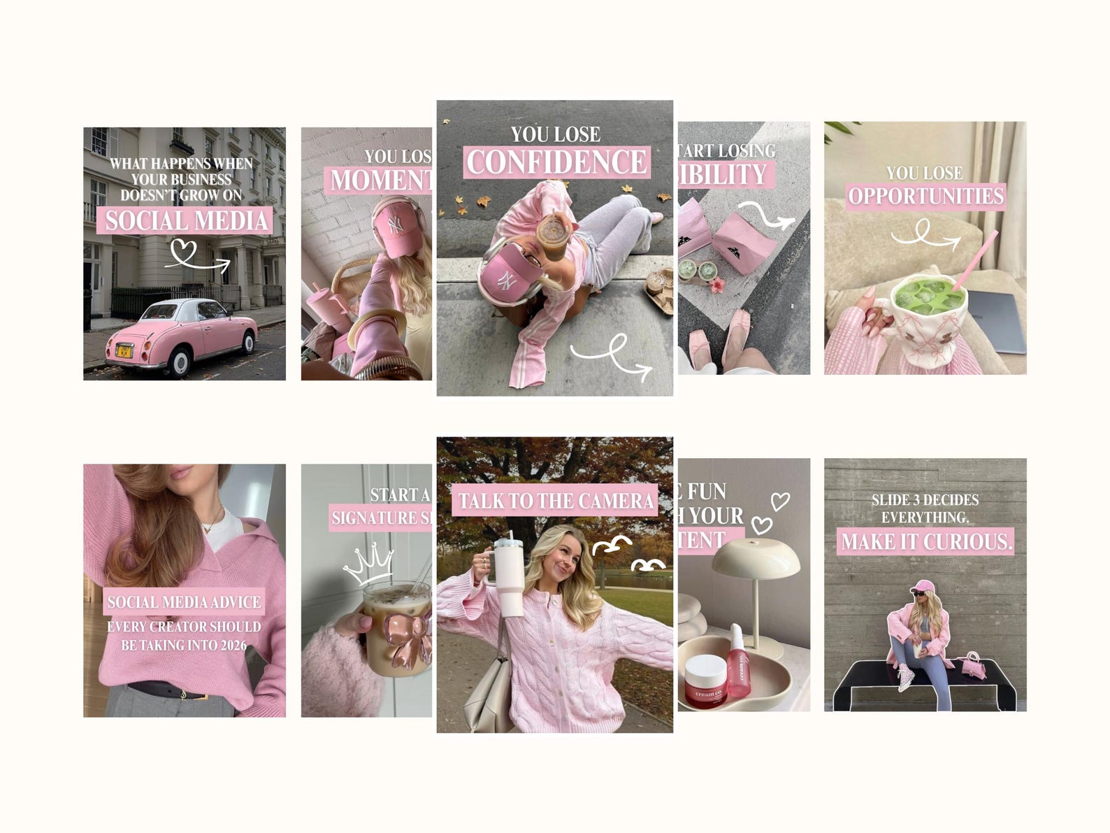 Pink Aesthetic Instagram Carousel Templates Canva Social Media Agency ...