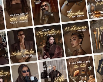 Brown Aesthetic Instagram Templates, Pinterest-Inspired Trendy Canva Post for Coaching, SMM Content Creator Personal Luxury Modern Brand Kit