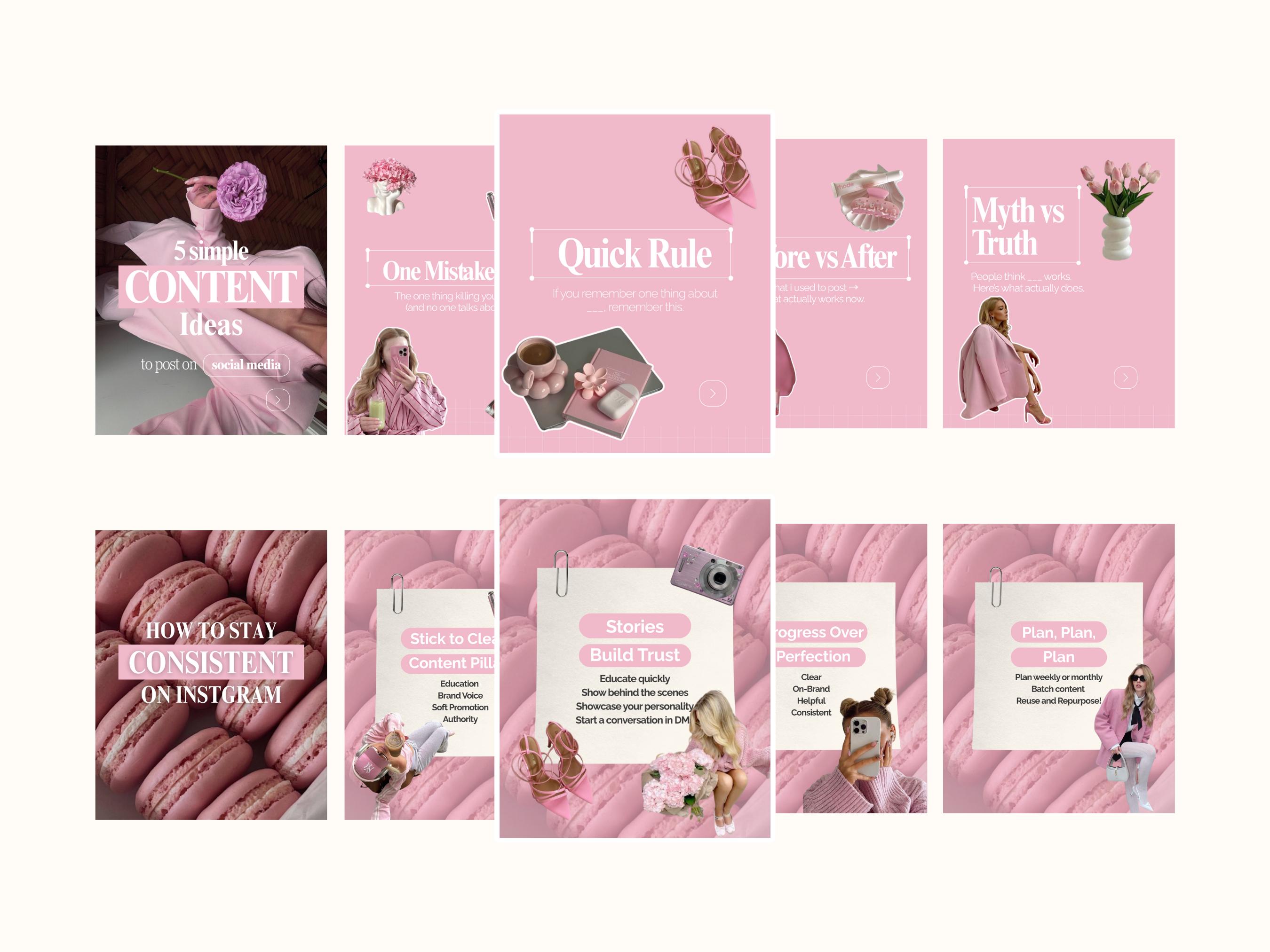 Pink Aesthetic Instagram Carousel Templates Canva Social Media Agency ...