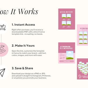 Bookstagram Canva Templates, Audiobook & Bookish Social Media Kit, book authors, bloggers, influencers, pretty bookstagrammer post bundle image 10