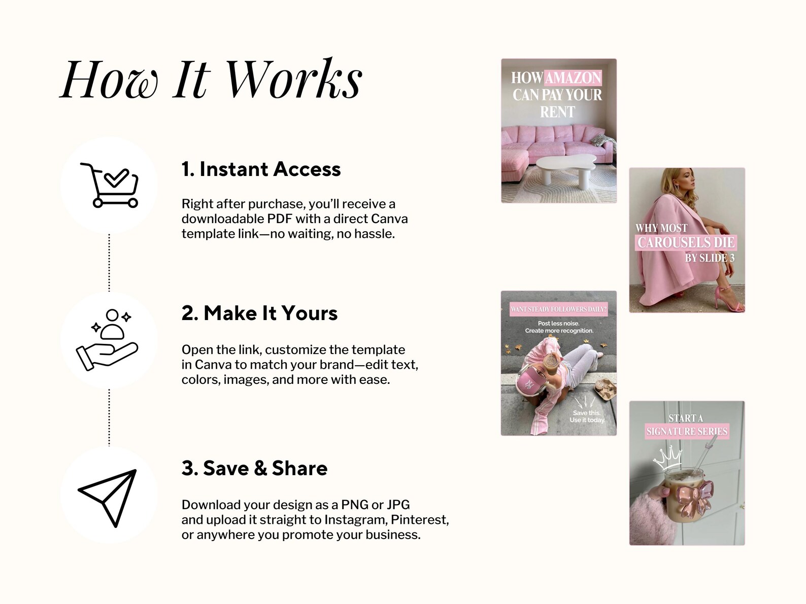 Pink Aesthetic Instagram Carousel Templates Canva Social Media Agency ...
