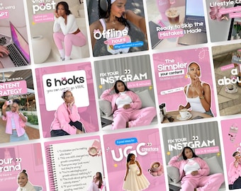 Melanin Pink Instagram Post Templates for Social Media Agency  Coaching Content Creators, Faceless Luxury Templates, Storytelling Posts UGC