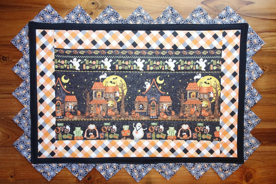 Trick or Treat Street Halloween Table Topper – Reversible, Quilted ...