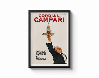 Cordial Campari Poster: Vintage Italian Bar Art Print, Retro Drink Advertisement Kitchen - Drinks - bar | Gift Idea | Vintage Retro
