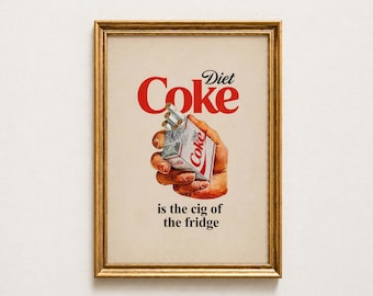 Retro Diet Coke style Print, Vintage Soda Can Wall Decor - ad - fridge cig