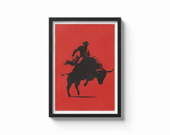 Vintage Bull rodeo - Western | Gift Idea | Vintage Retro | Memorabilia - print poster - cowboy - cowgirl - texas - americana