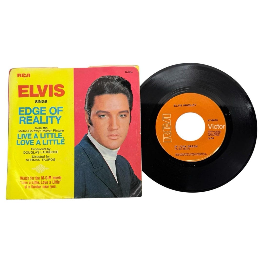 Elvis Presley 45 RPM If I Can Dream Edge of Reality Picture Sleeve 7 ...