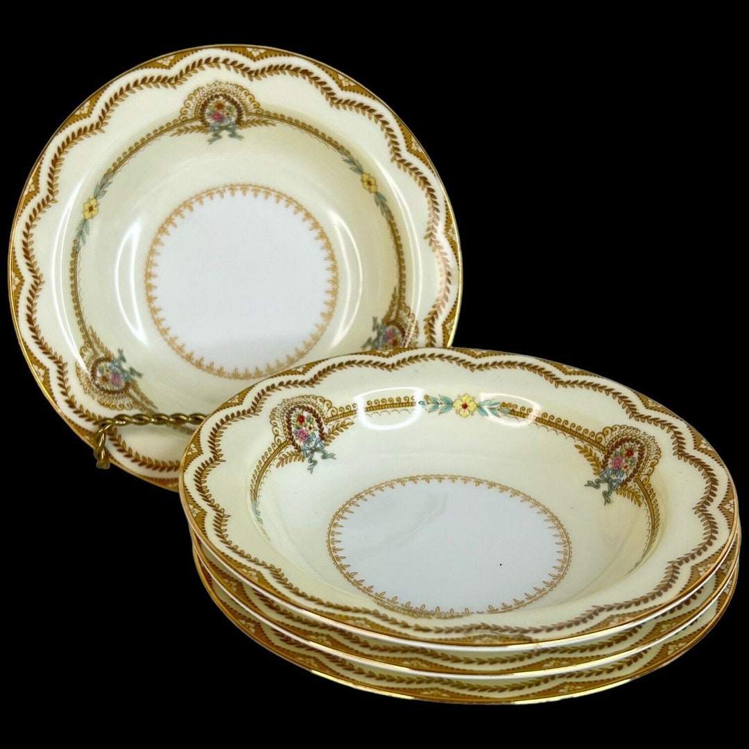 4 Noritake China Serena Rim Fruit Bowl Dessert Sauce Floral 5 75 Made 4-noritake-china-serena-rim-fruit-bowl-dessert-sauce-floral-5-75-made