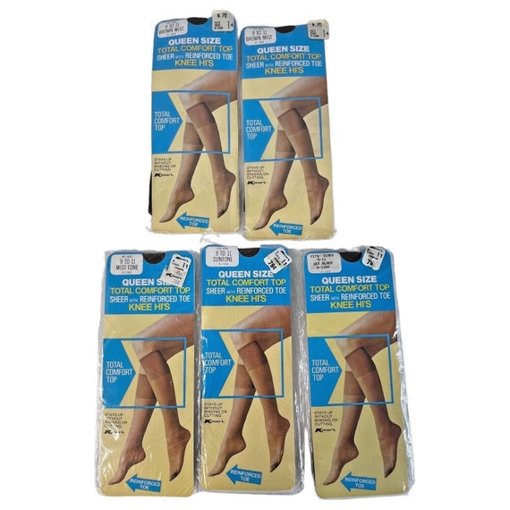 5 Pair Vintage Kmart Queen Size Knee Highs Hi s Sheer Size 9 11 Brown Mist NIP Etsy