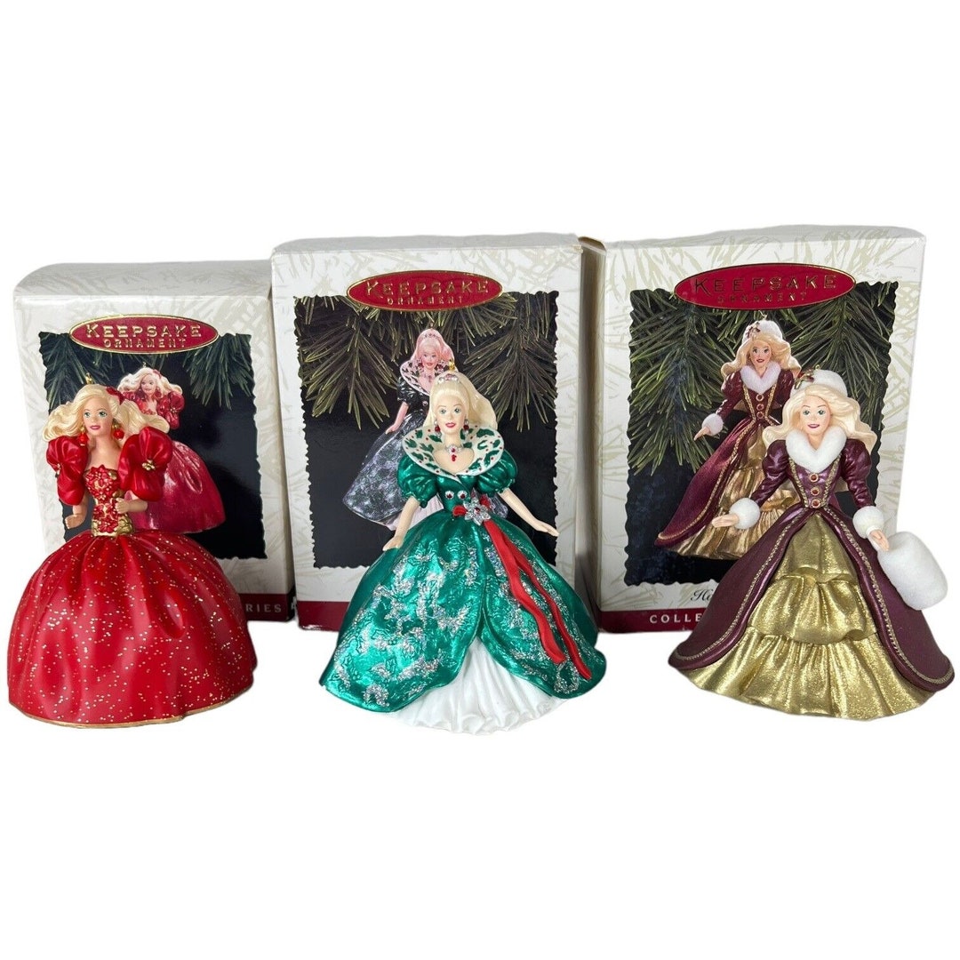 3 Hallmark Holiday Barbie Ornaments Collector Series 1993 1995 - Etsy