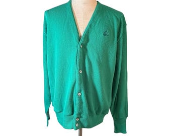 Vintage 1980s IZOD Knit Cardigan Sweater / Acrylic Sweater / Made