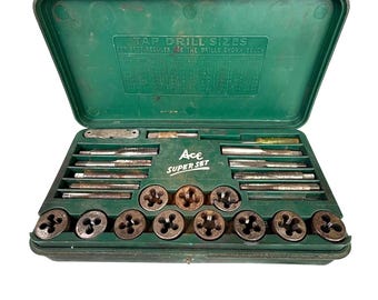 Henry L Hanson Ace Super Set No. 614 Tap & Die Set In Green Case USA Made VTG