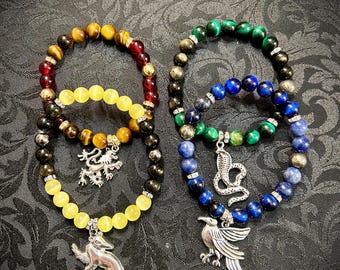 Wizard School Houses Inspired Gemstone Bracelets