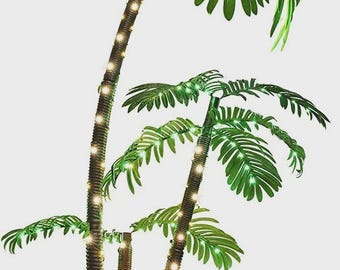 Palmier artificiel d'extérieur de 1,8 m (6 pi) avec 8 modes d'éclairage DEL, décoration de patio de Noël