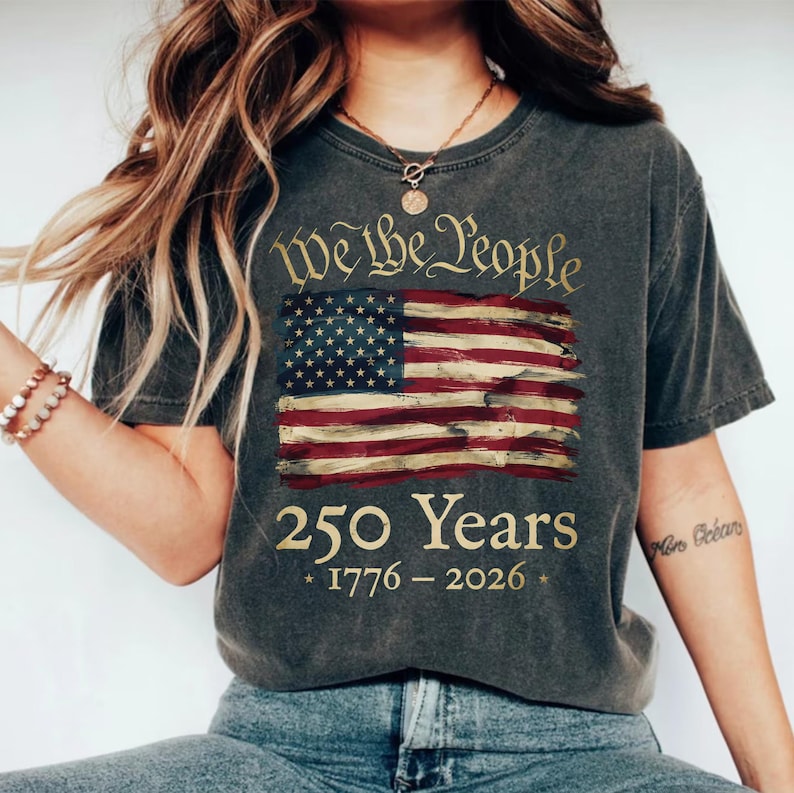 Vintage American Flag T-Shirt, Patriotic 'We The People' Tee, 250 Years Anniversary 1776-2026, USA Independence Day Apparel
