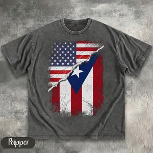 American Flag Puerto Rican Flag Shirt, Patriotic USA Puerto Rico Flag T-Shirt, Men's Graphic Tee, Distressed Puerto Rican Flag Top