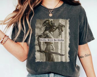 Girls Will Be Girls Medusa with the Head PNG, Snake Girl PNG, Digital File Download, Feminist Icon, Girl Power, Digital Print