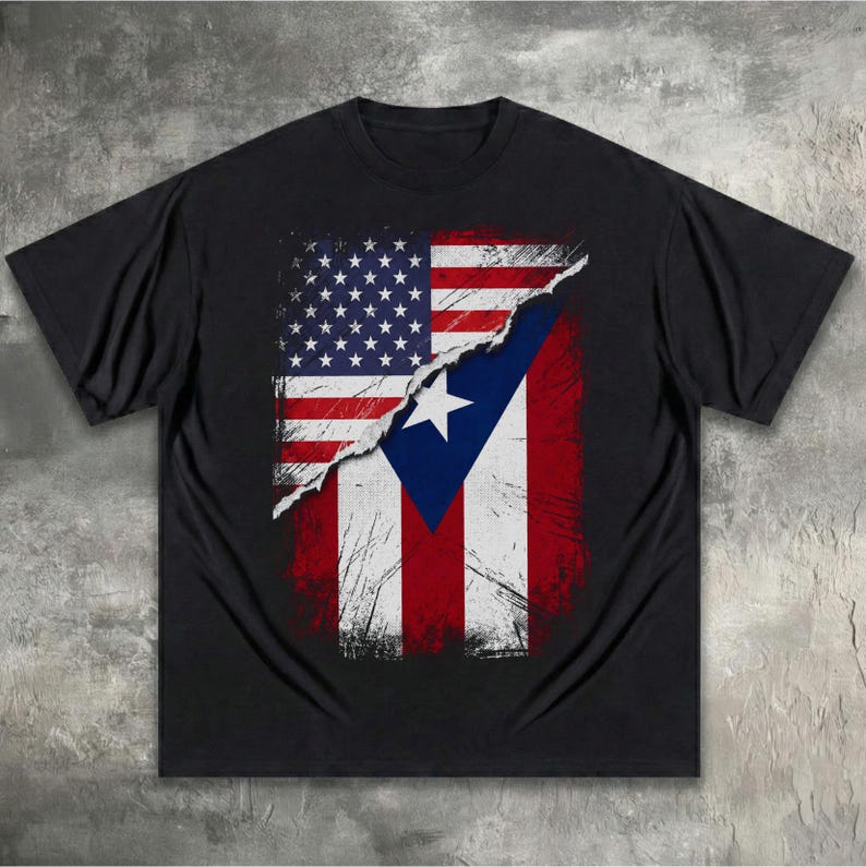 American Flag Puerto Rican Flag T-shirt, Patriotic Shirt, Unique Gift for Americans, Puerto Rico Pride Shirt, USA Flag Apparel