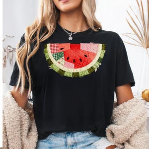 Watermelon Quilt Slice PNG, Cottagecore Patchwork Summer Fruit Digital Download Clipart, Farmhouse Decor Sublimation