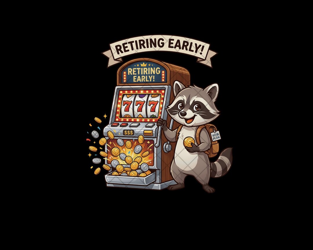 Retiring Early PNG, Raccoon Retirement Slot Machine Digital Download ...