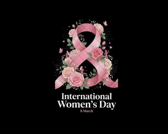 Womens Day PNG, 8 March Png, Floral Ribbon Png, Woman Power Png, International Women, Sublimation Png, Digital Download