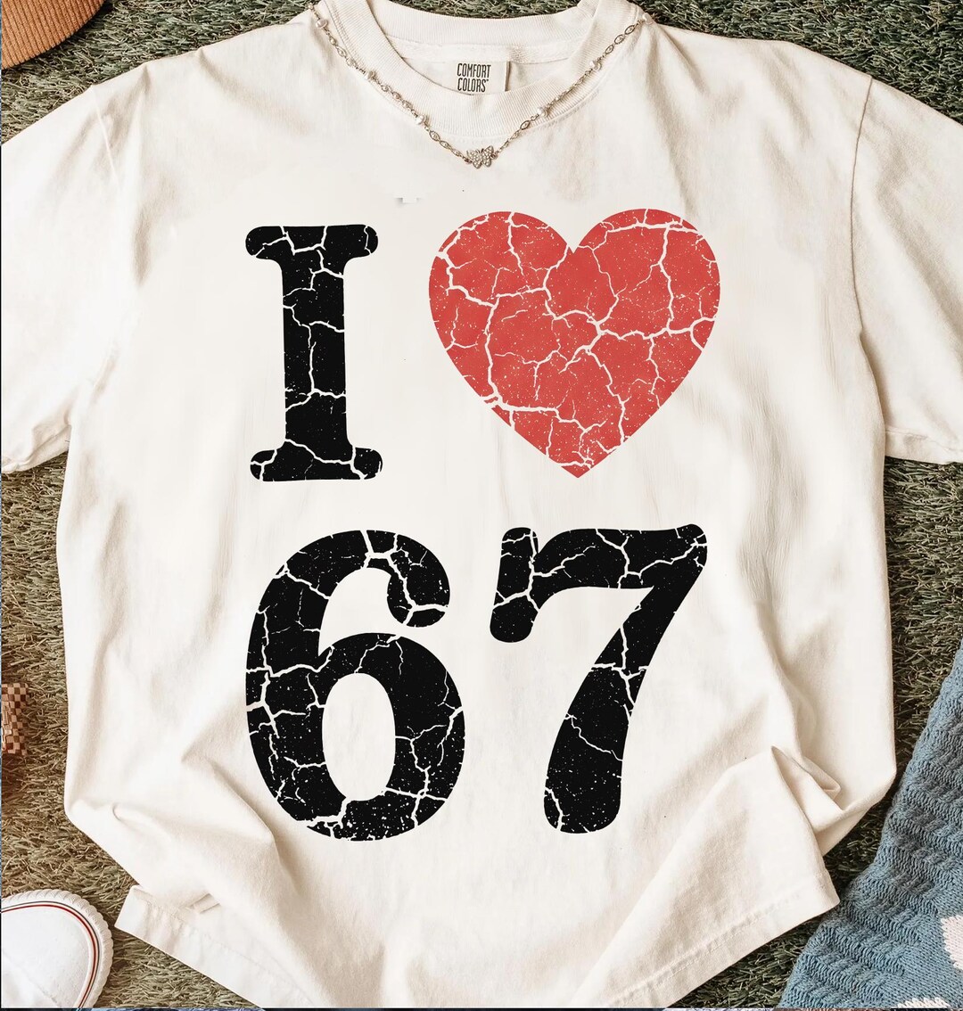 I Love 67 Meme PNG Digital Download, Bold Heart Graphic Design for ...