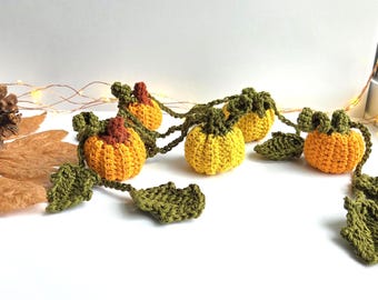 Crochet Pumpkin Garland: Handmade Cotton Fall Decor, Home Decor