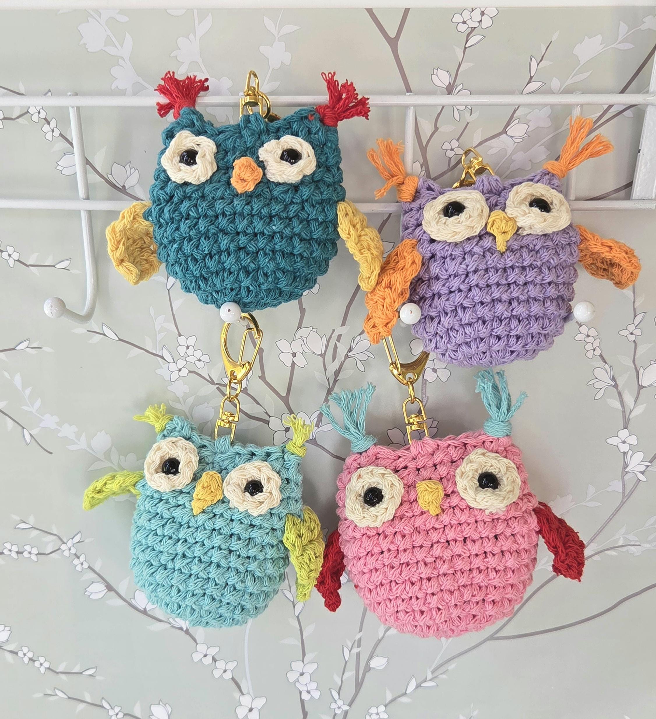 Crochet Owl Keychain | Amigurumi Plushies Keyring | Stuffed Animal Backpack Charm | Bag Accessory