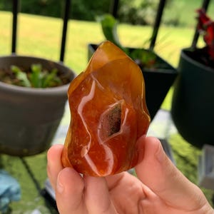 Red CARNELIAN FLAME— polished red Carnelian flame tower with beautiful sparkle