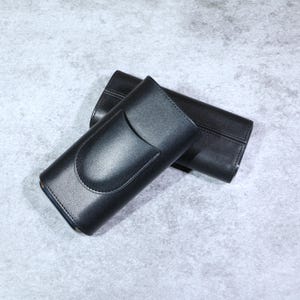 Premium Black Leather Glasses Case | Sleek & Durable Eyewear Pouch