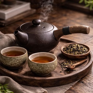 Japansk Kyusu-tekanna i keramik 240 ml, Gongfu-tekanna med sidohandtag